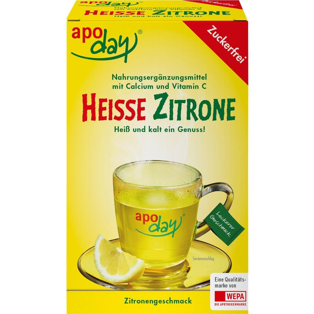 APODAY heiße Zitrone Vitamin C und Calcium zuckerfrei Pulver 10X10 g Pulver