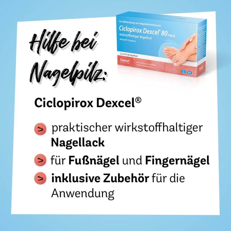 Ciclopirox Dexcel 80 mg/g gegen Nagelpilz 6.6 ml Wirkstoffhaltiger Nagellack