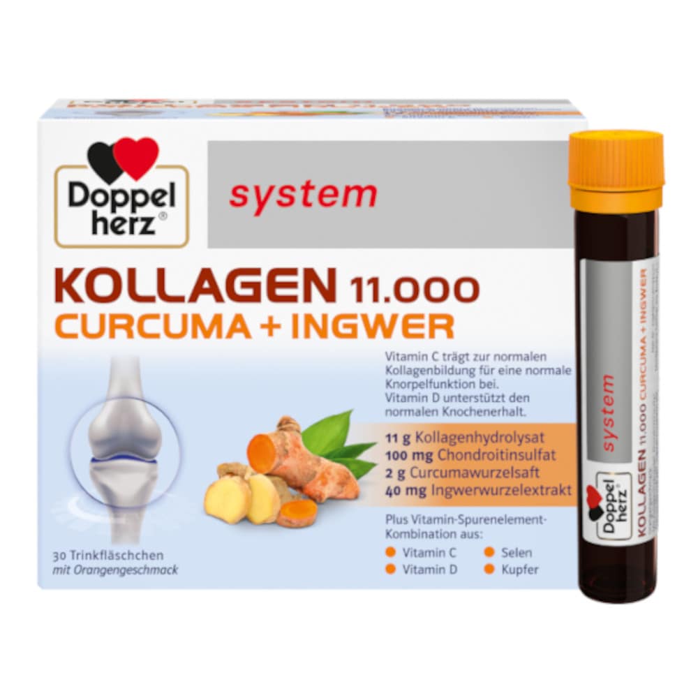Doppelherz system KOLLAGEN 11.000 CURCUMA + INGWER 30X25 ml Trinkampullen