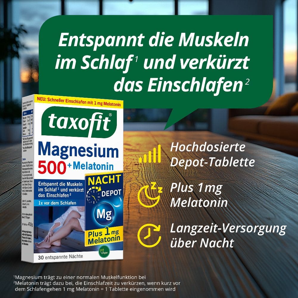 taxofit MAGNESIUM 500 NACHT + MELATONIN 30 St Tabletten
