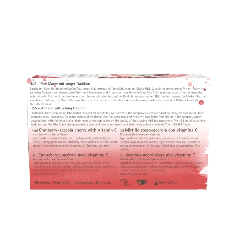 H&S Wohlfühltee Cranberry - Acerolakirsche mit Vitamin C 20X2.8 g Filterbeutel