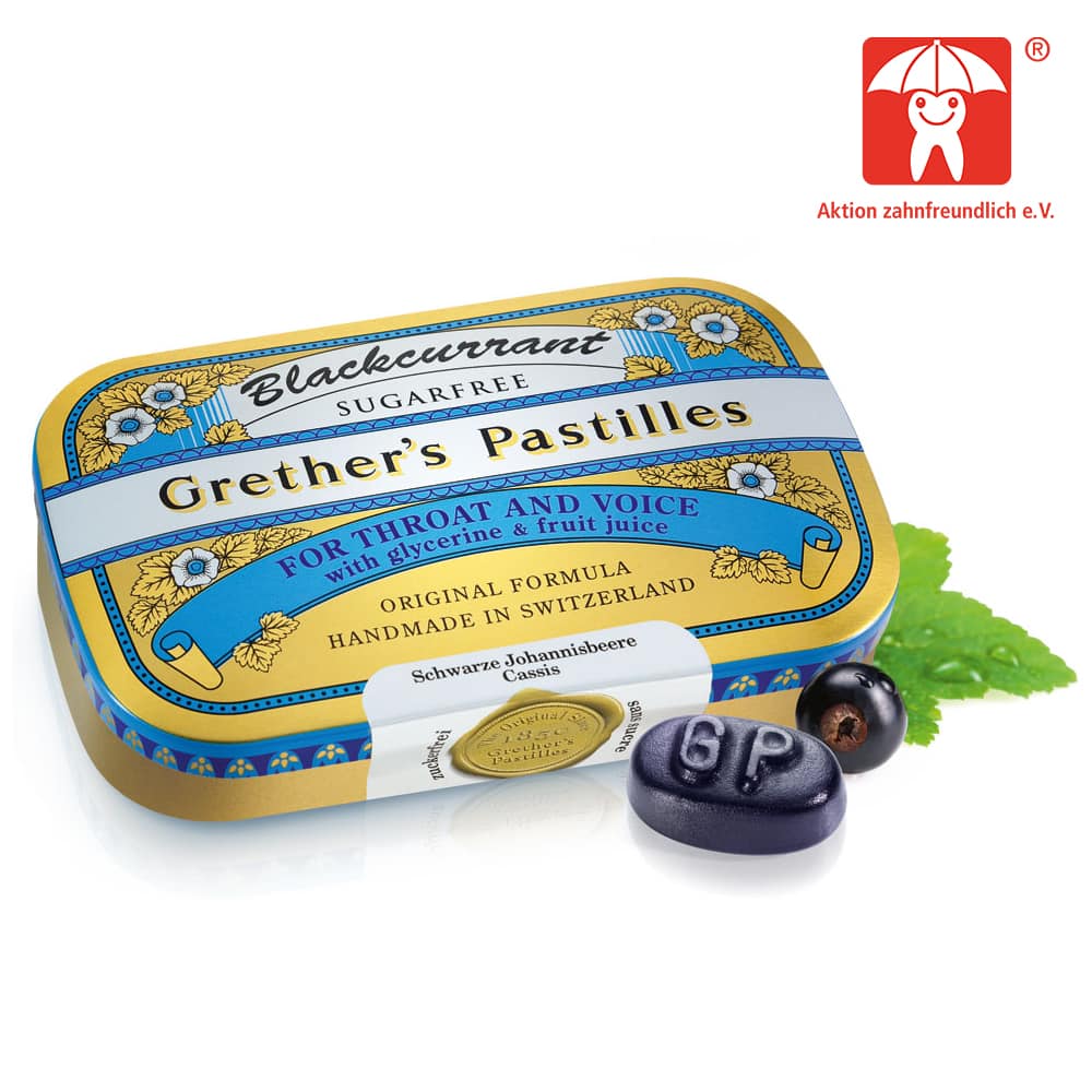 Grethers Pastilles Blackcurrant Silber Dose 60 g Pastillen