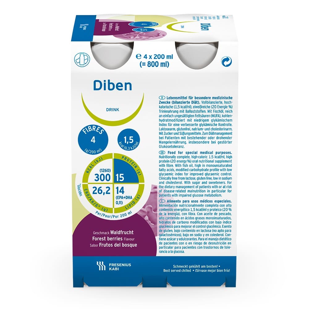 Fresubin Diben Drink Waldfrucht 4X200 ml Flüssigkeit