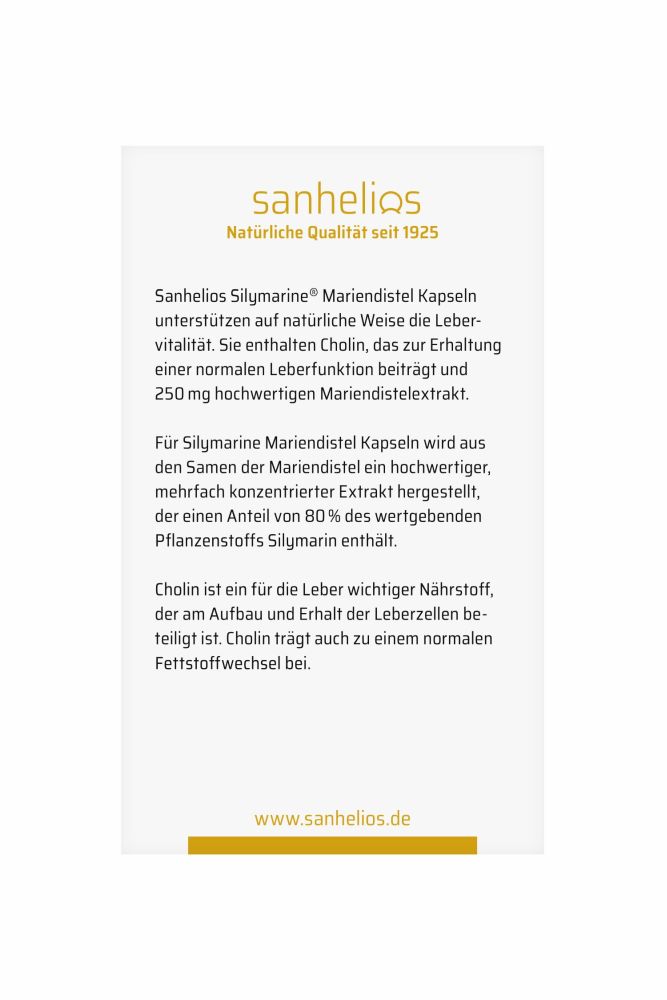 sanhelios Silymarine Mariendistel Leber-Vital-Kapseln 60 St Kapseln
