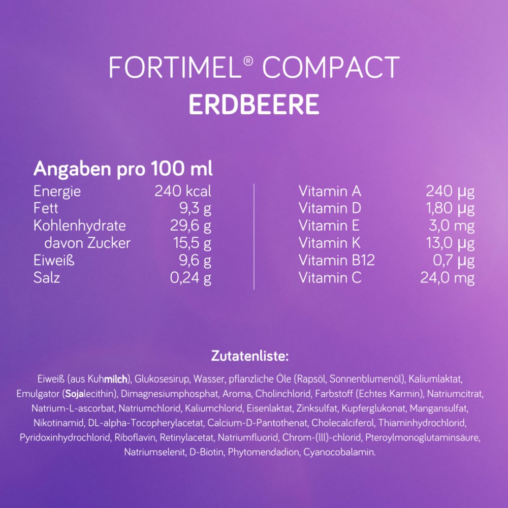 Fortimel Compact 2.4 Trinknahrung Erdbeere 4X125 ml Flüssigkeit