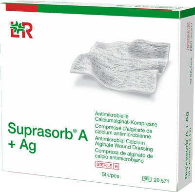 SUPRASORB A+Ag Antimik.Cal.Alginat Kompr.10x20 cm 5 St Kompressen