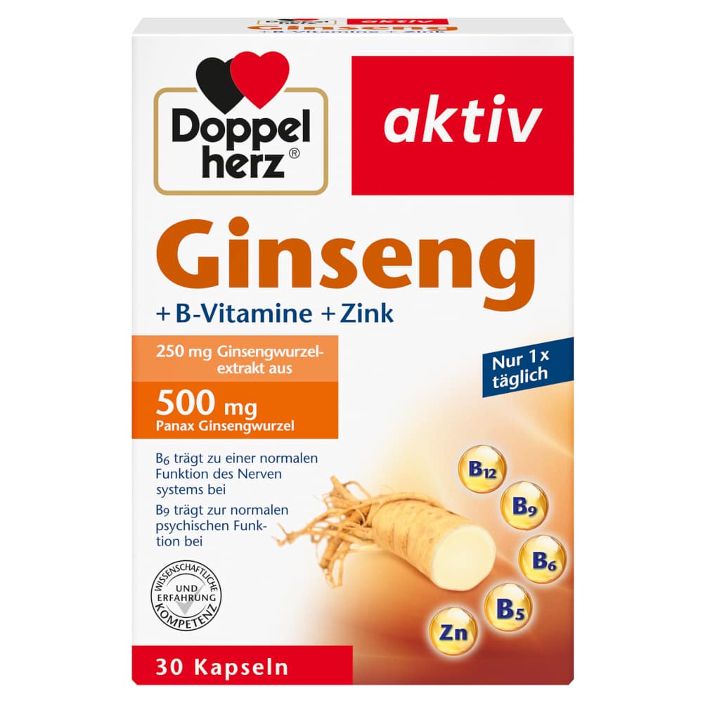 Doppelherz aktiv Ginseng 250 +B-Vitamine +Zink 30 St Kapseln