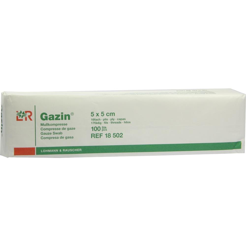GAZIN Mullkomp.5x5 cm unsteril 16fach Op 100 St Kompressen
