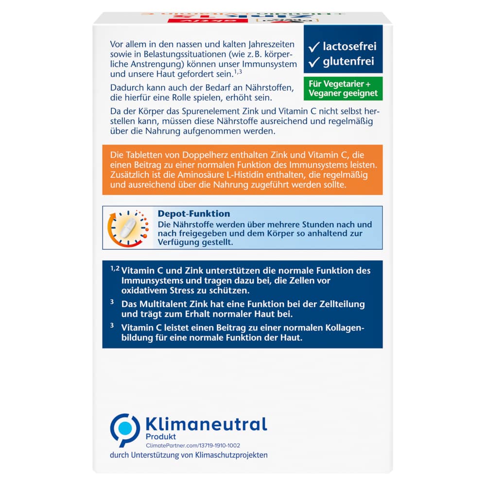 Doppelherz aktiv Zink + Histidin + Vitamin C DEPOT 100 St Tabletten