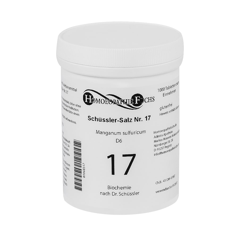 HOMOEOPATHIEFUCHS Schüssler-Salz Nummer 17 Maganum sulfuricum D6 Biochemie 1000 St Tabletten