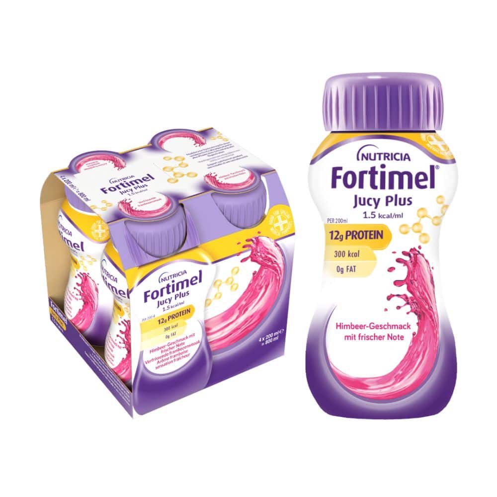 Fortimel Jucy Plus Himbeer-Geschmack 4X200 ml Flüssigkeit