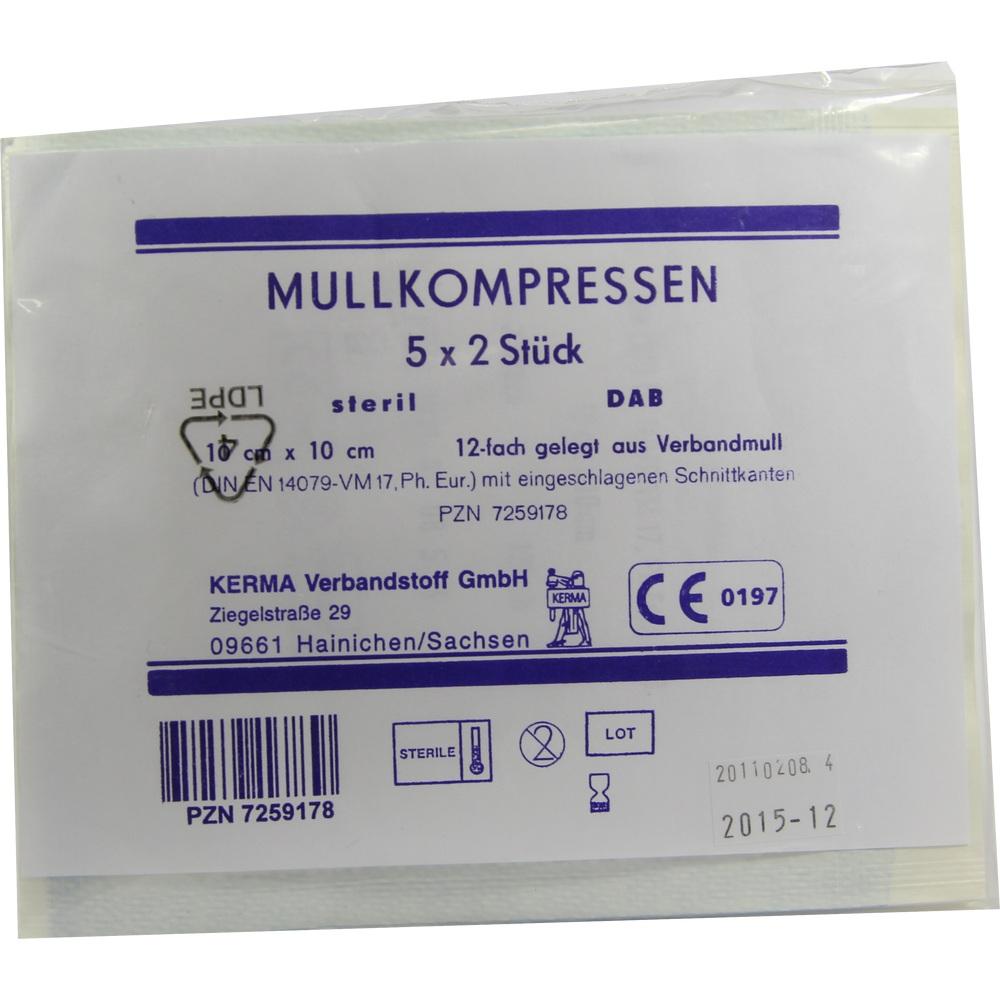MULLKOMPRESSEN 10x10 cm steril 12fach BW 5X2 St Kompressen
