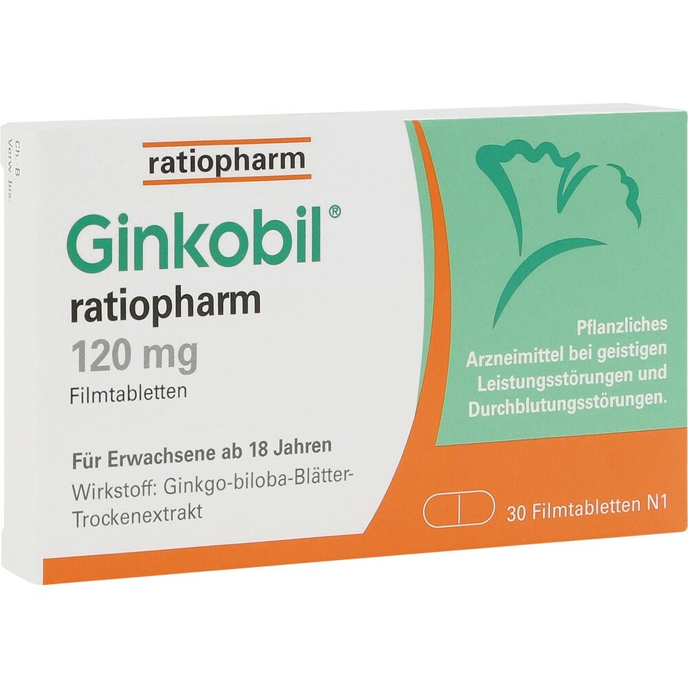 Ginkobil ratiopharm 120mg mit Ginkgo biloba 30 St Filmtabletten