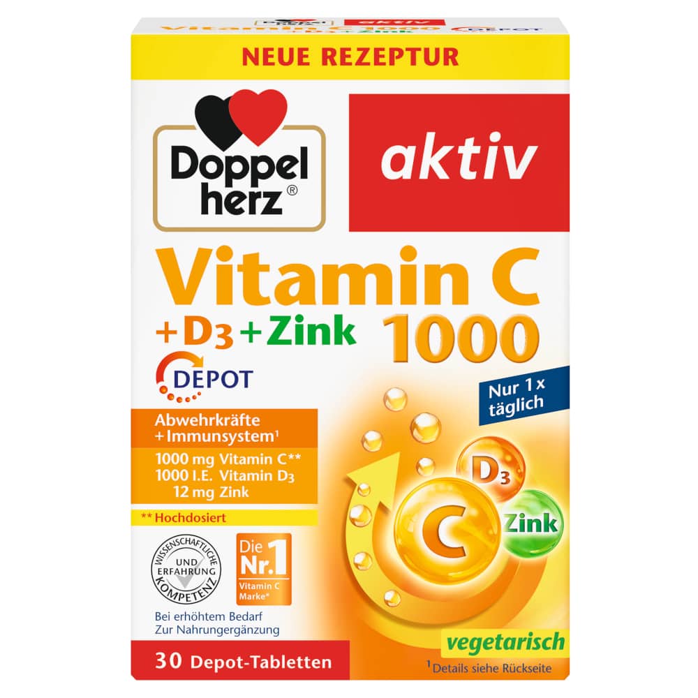 Doppelherz aktiv Vitamin C 1000 + D3 + Zink 30 St Tabletten