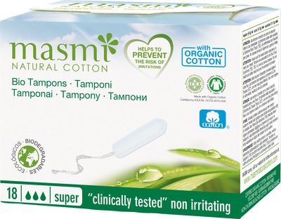 masmi Bio Tampons Super 100% Bio-Baumwolle 18 St Tampon