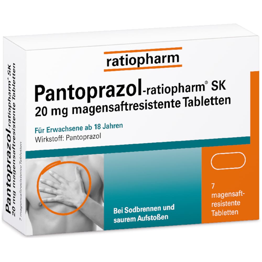 Pantoprazol-ratiopharm bei Sodbrennen 7 St Tabletten magensaftresistent