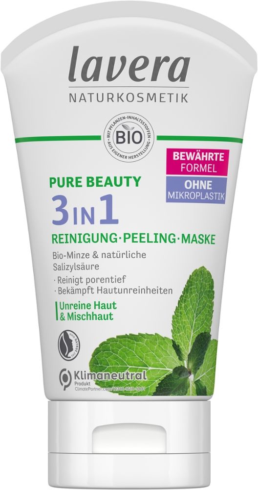 Lavera Pure Beauty 3in1 Reinigung Peeling Maske 125 ml Gesichtsmaske