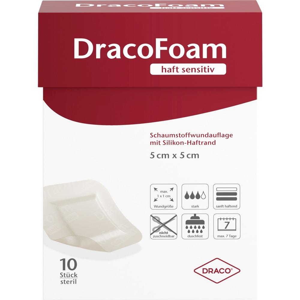 DRACOFOAM Haft sensitiv Schaumst.Wund.5x5 cm 10 St Verband