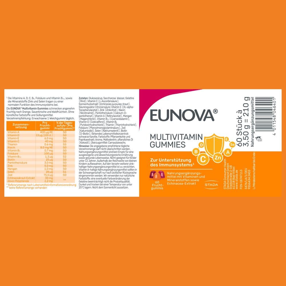 EUNOVA MULTIVITAMIN GUMMIS 60 St Bonbons