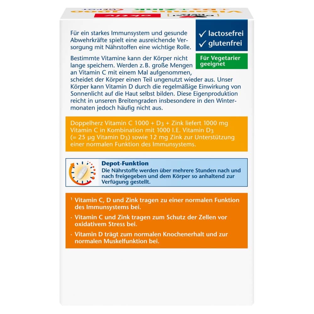 Doppelherz aktiv Vitamin C 1000 + D3 + Zink 60 St Tabletten