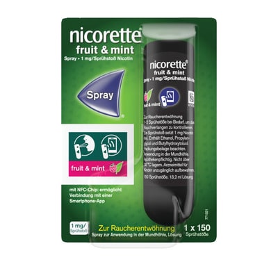 nicorette fruit & mint Spray mit Nikotin, Verbindung mit Tracking-App mögl.