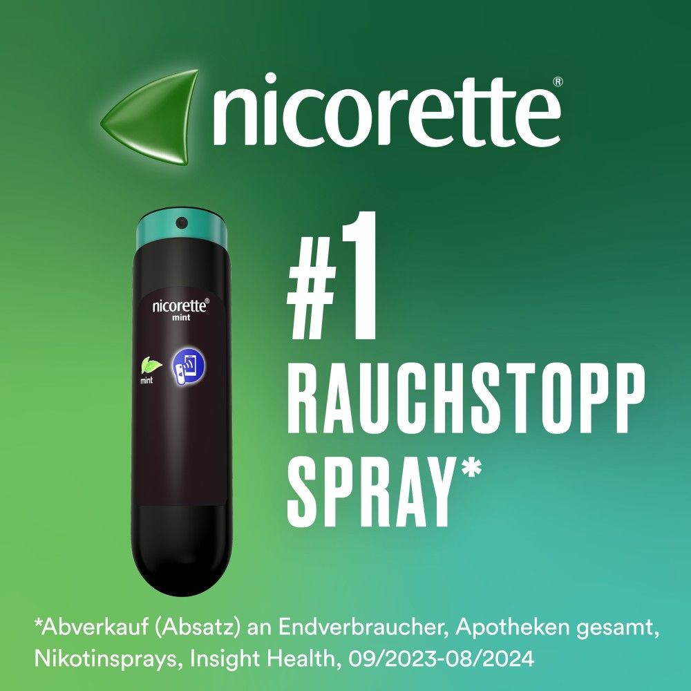 nicorette mint Spray mit Nikotin, Verbindung mit Tracking-App mögl.