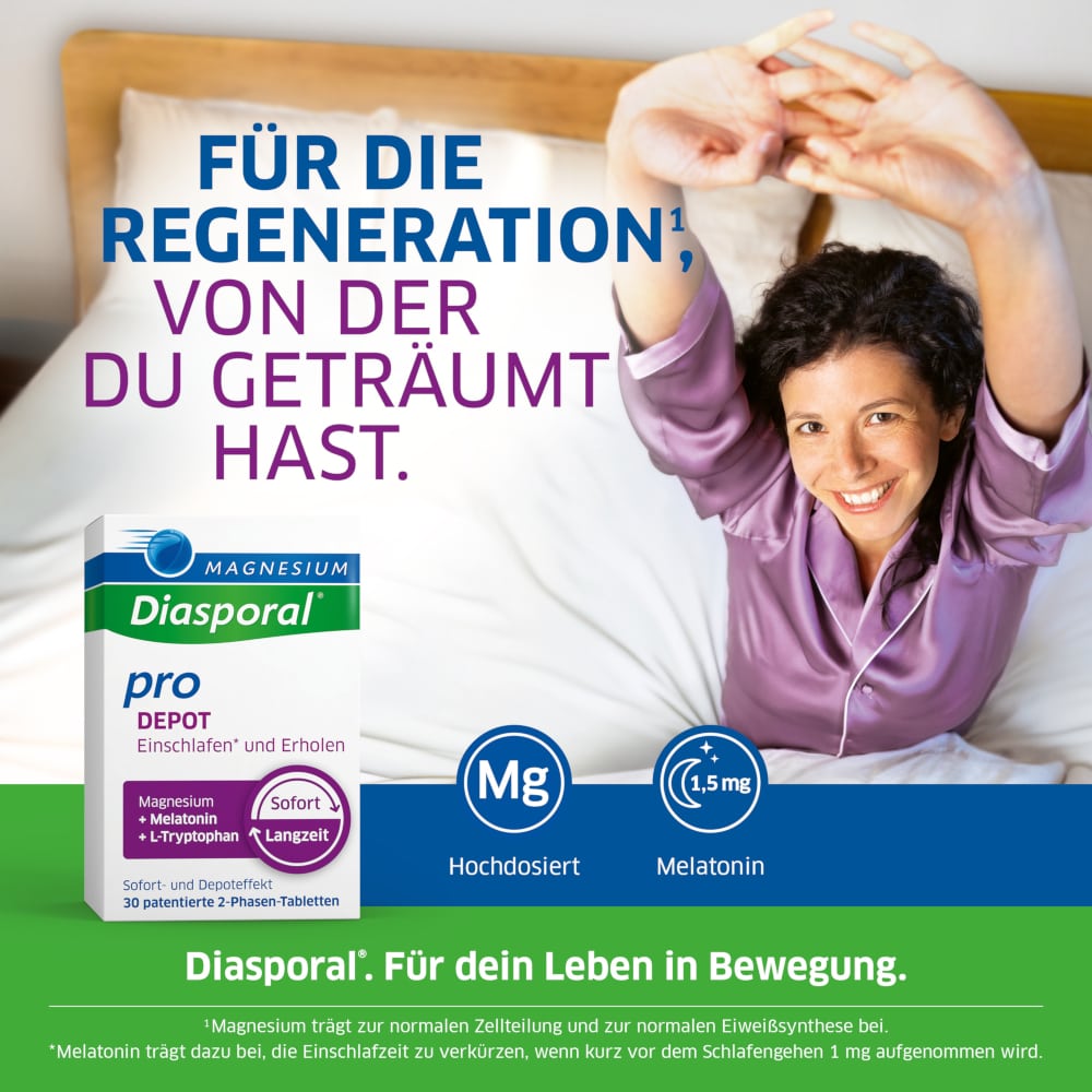 MAGNESIUM Diasporal pro Einschlafen und Erholen DEPOT 30 St Tabletten