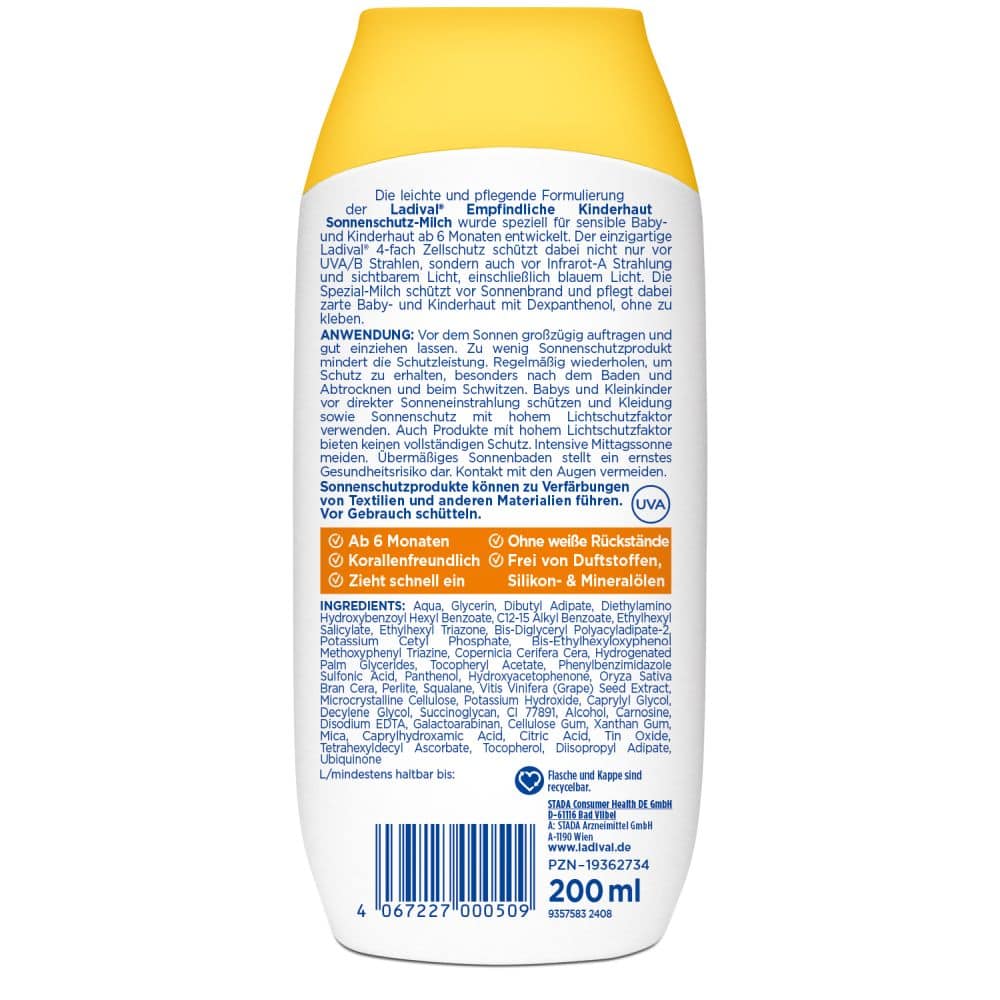 Ladival Empfindliche Kinderhaut Sonnenschutz-Milch LSF 50+ 200 ml Milch