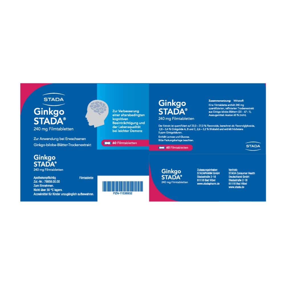 Ginkgo STADA 240mg - 2x 15 €-Aktion*  60 St Filmtabletten
