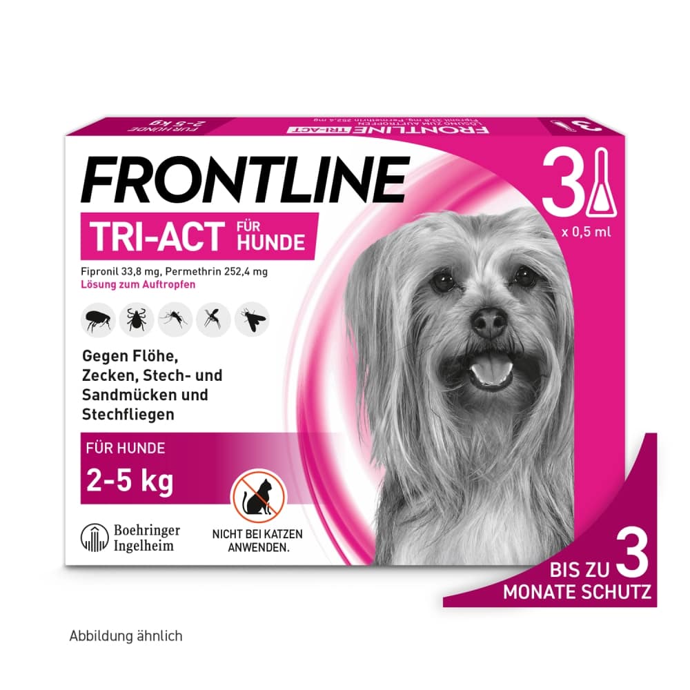 FRONTLINE TRI-ACT gegen Zecken, Flöhe und fliegende Insekten für Hunde XS (2-5 kg)  3 St Lösung