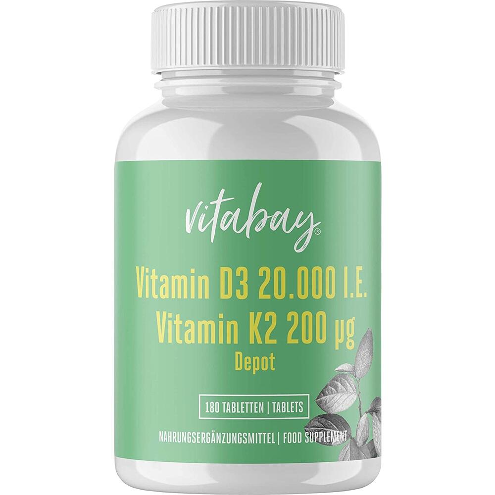 vitabay Vitamin D3 20.000 I.E. + K2 200µg Depot 180 St Tabletten