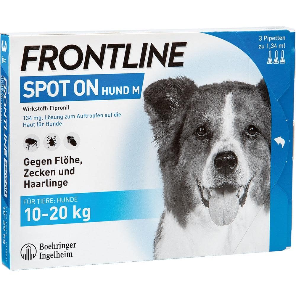 FRONTLINE SPOT-ON gegen Zecken, Flöhe und Haarlinge für Hunde M (10-20 kg) 3 St Lösung