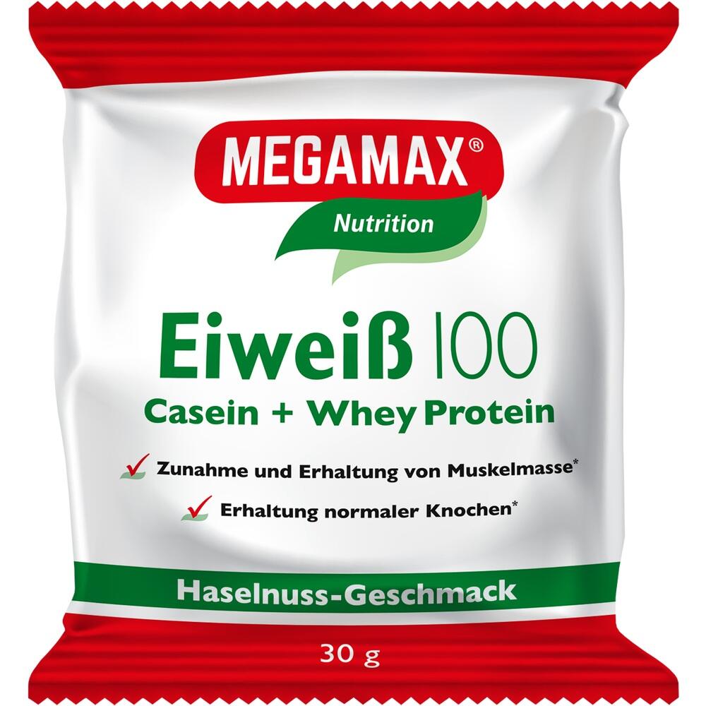 Eiweiß 100 Haselnuss-Geschmack MEGAMAX  30 g Pulver