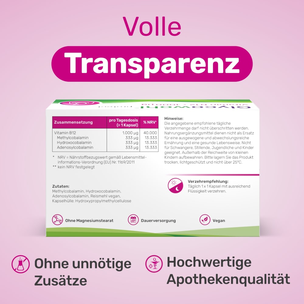 Glycowohl Vitamin B12 1000 µg hochdosiert vegan 120 St Kapseln
