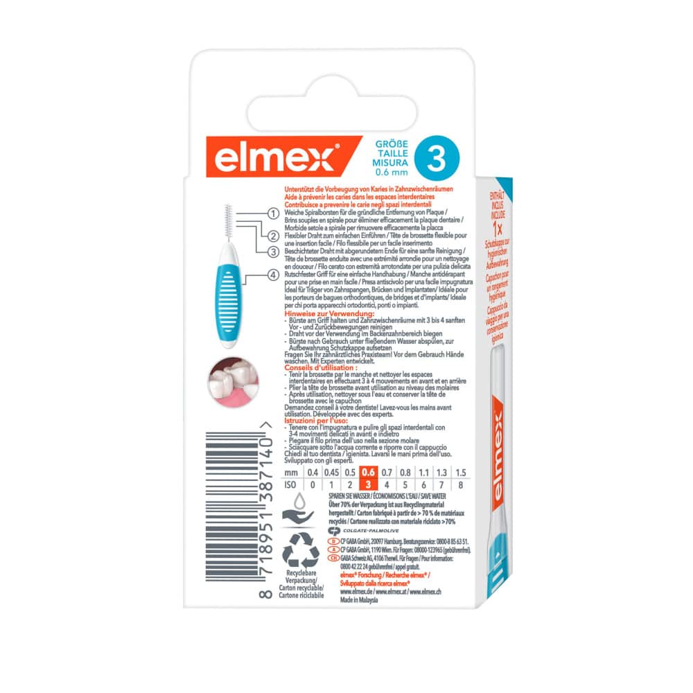 elmex INTERDENTALBÜRSTEN blau, Größe 3 0,6mm 8 St Zahnbürste