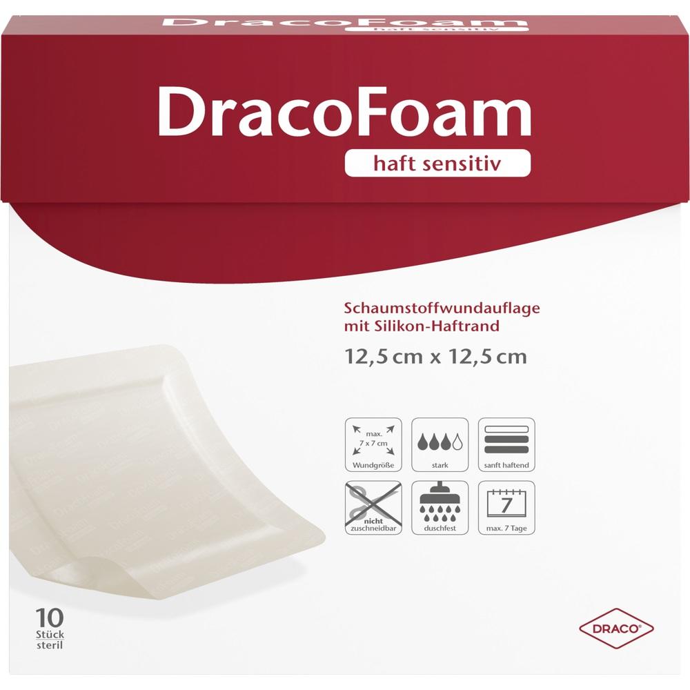 DRACOFOAM Haft sensitiv Schaumst.Wund.12,5x12,5 cm 10 St Verband