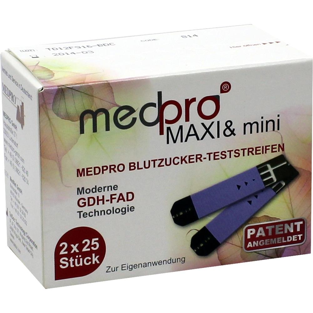 MEDPRO Maxi & mini Blutzucker-Teststreifen 2X25 St Teststreifen