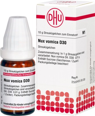 NUX VOMICA D 30 Globuli 10 g Globuli
