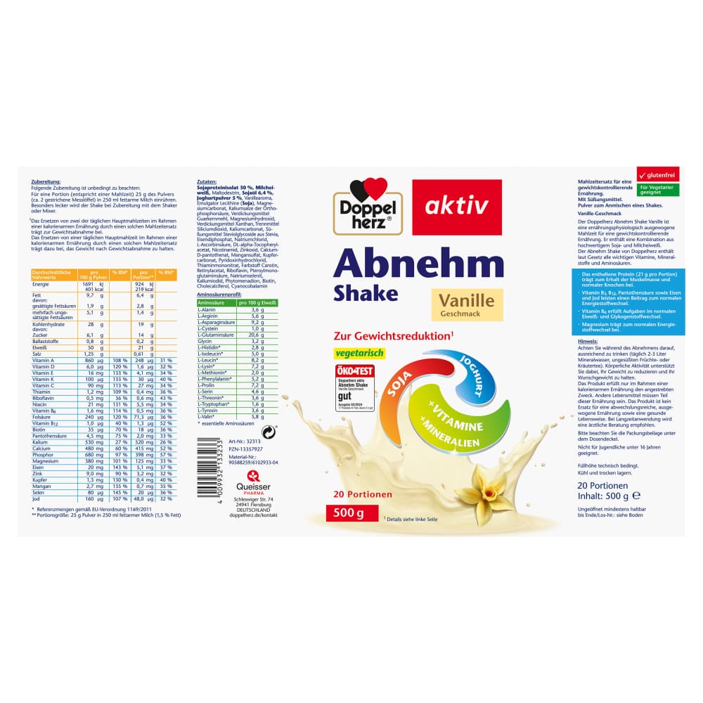 Doppelherz aktiv Abnehm Shake Vanille 500 g Pulver