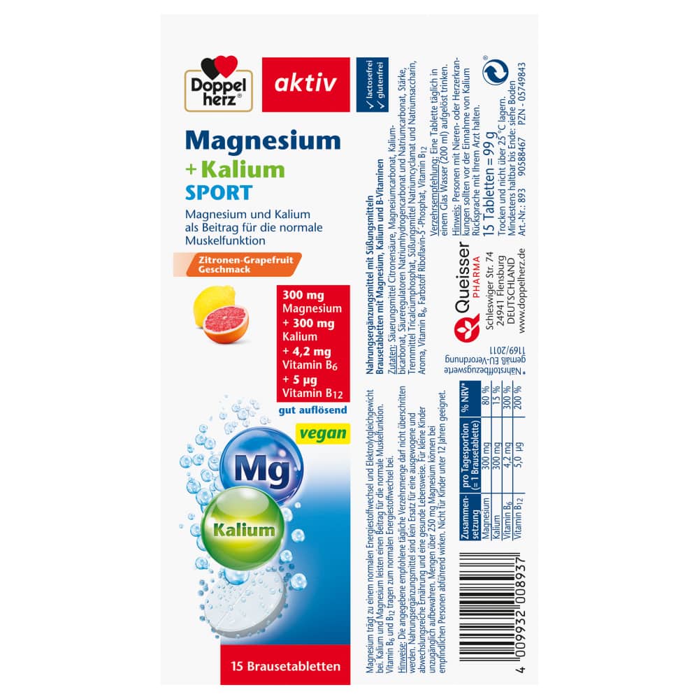 Doppelherz aktiv Magnesium + Kalium Sport  15 St Brausetabletten