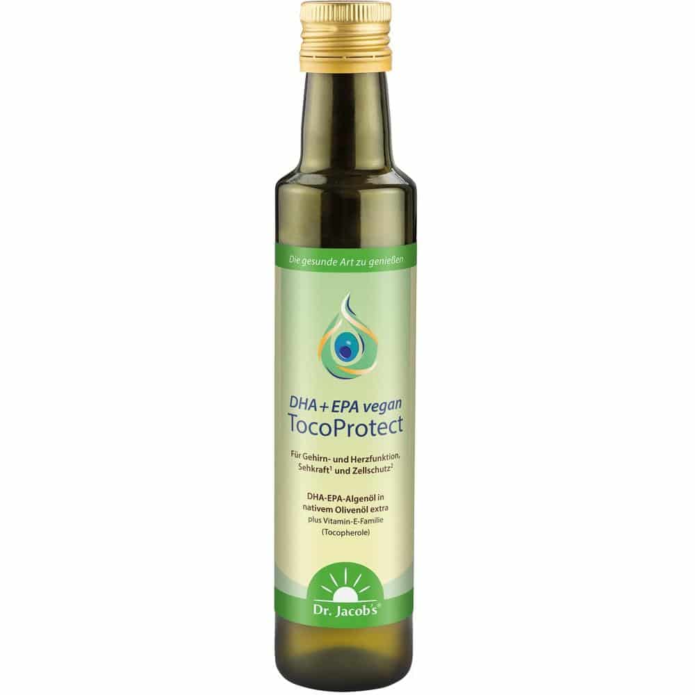 DHA + EPA vegan TocoProtect 250 ml Algenöl Olivenöl Omega-3