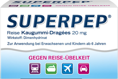 SUPERPEP Reise Kaugummi-Dragees 20 mg 20 St Kaugummi