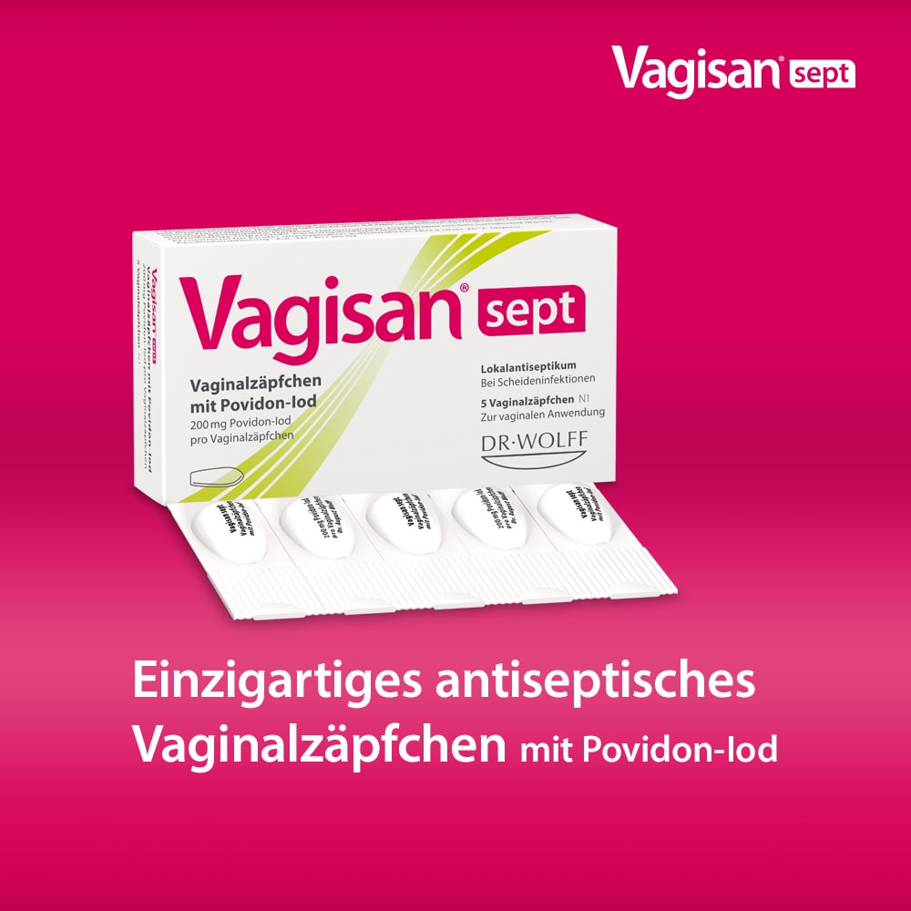 Vagisan sept Vaginalzäpfchen mit Povidon-Iod 5 St Vaginalsuppositorien