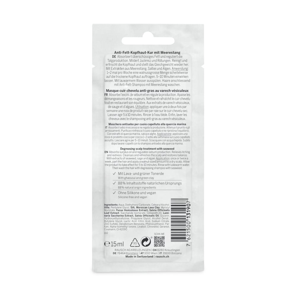 RAUSCH Einzelbeutel Anti-Fett-Kopfhaut-Kur mit Meerestang 15 ml 20X15 ml Beutel