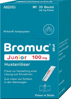 Bromuc akut Junior 100mg Hustenlöser 20 St Pulver zur Herstellung einer Lösung zum Einnehmen