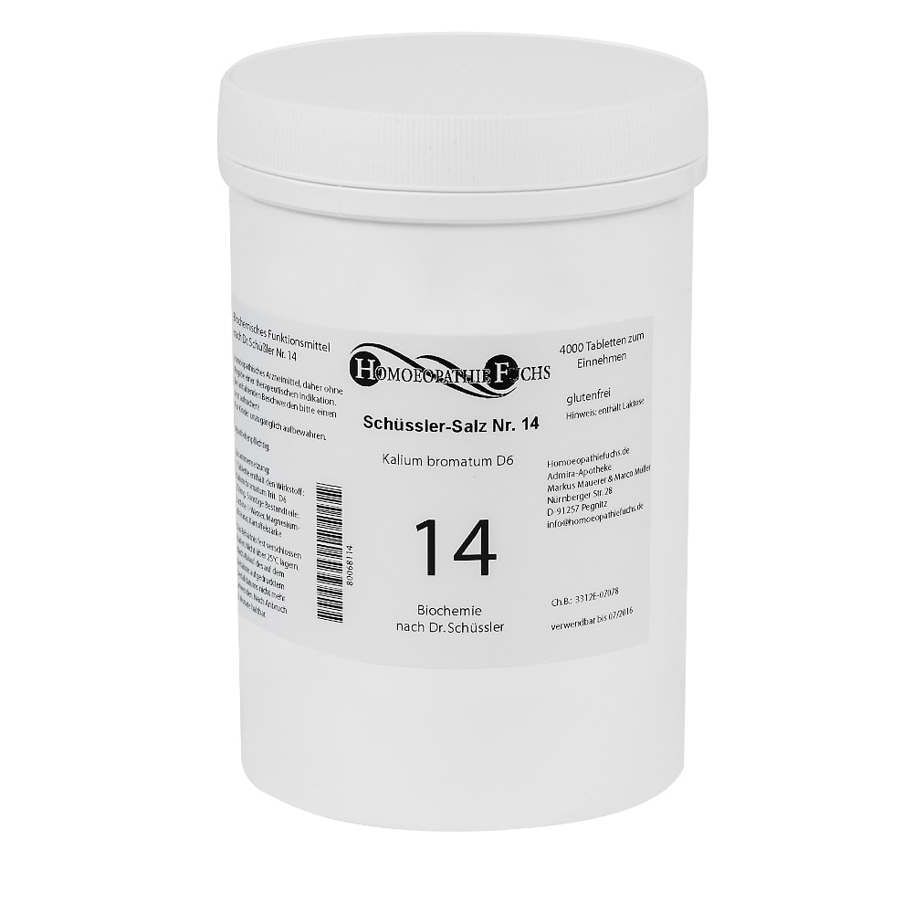 HOMOEOPATHIEFUCHS Schüssler-Salz Nummer 14 Kalium Bromatum D6 Biochemie 4000 St Tabletten