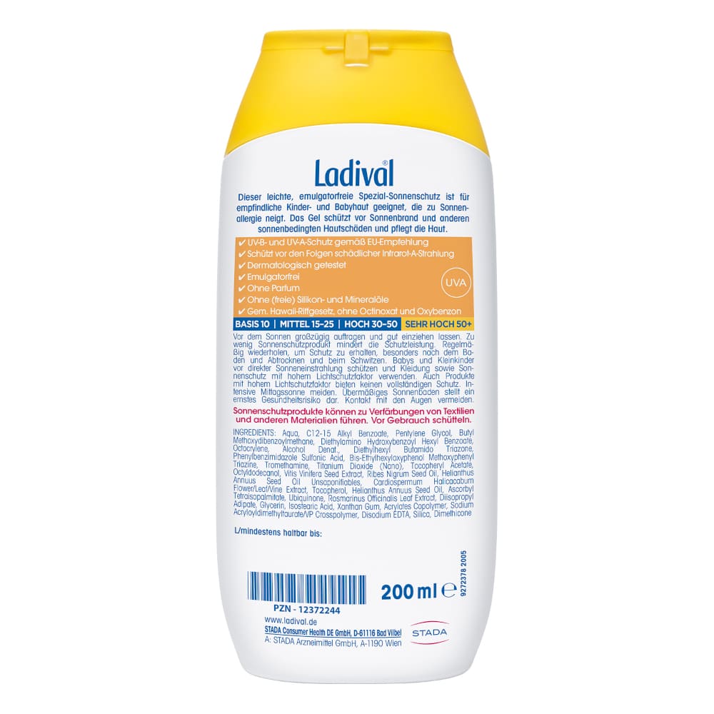 Ladival Für Kinder BEI ALLERGISCHER HAUT LSF 50+ 200 ml Gel