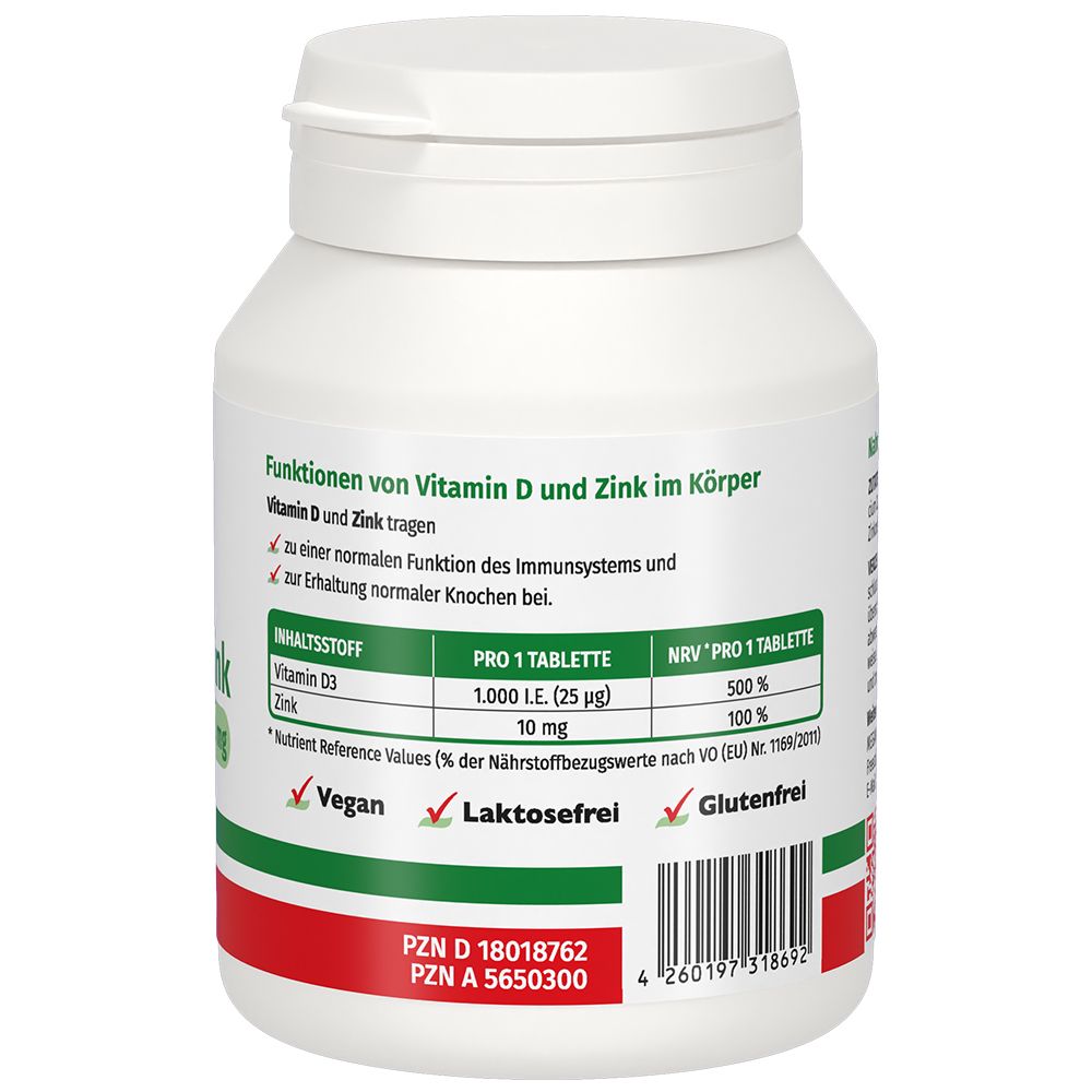 MEGAMAX Vitamin D3 1000IE  + Zink 10MG 100 St Tabletten