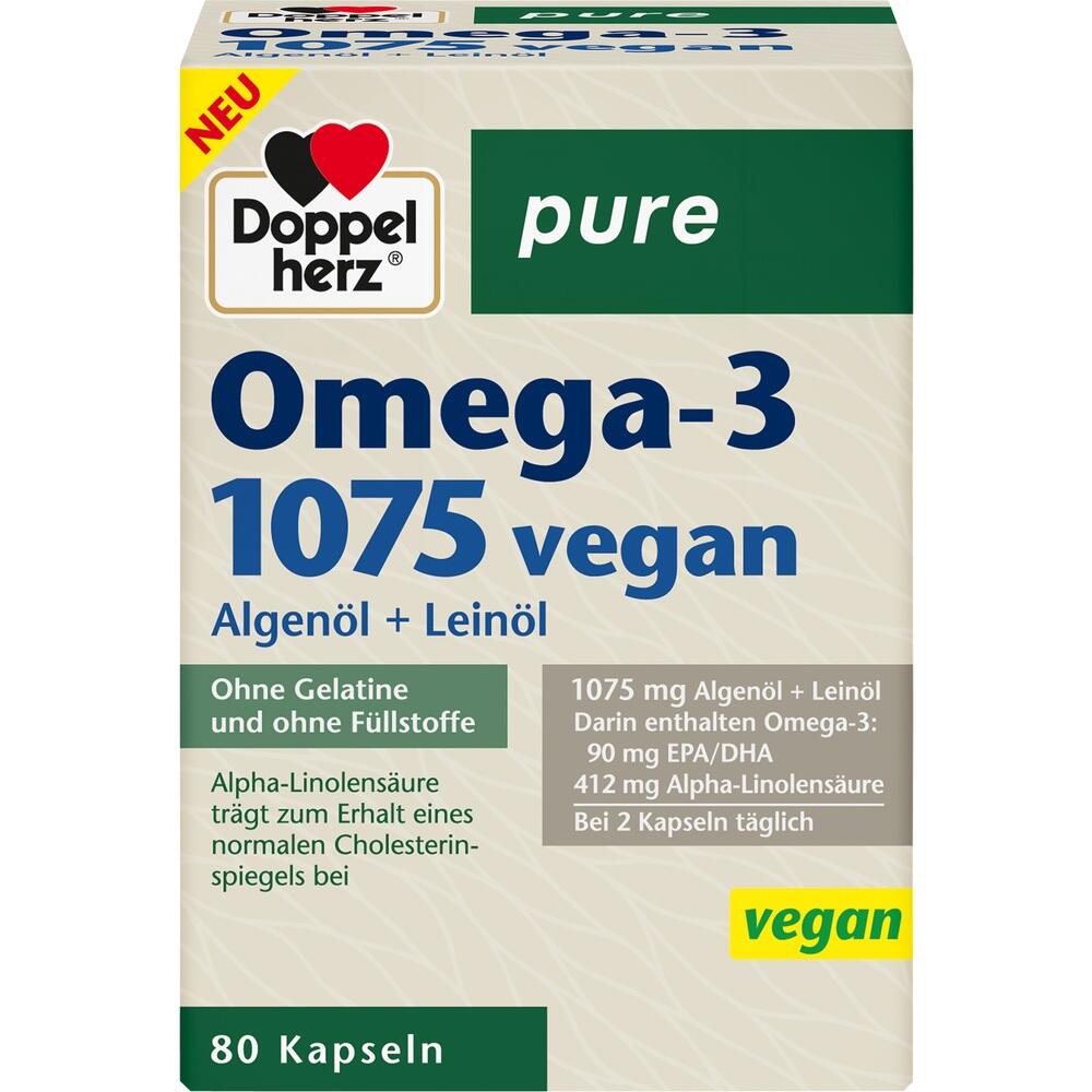 Doppelherz pure Omega-3 1075 vegan 80 St Kapseln