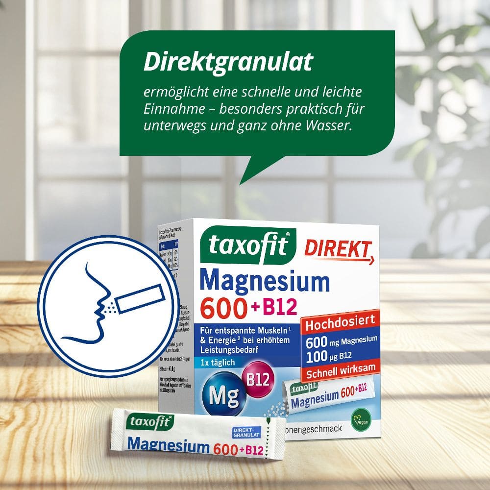 taxofit DIREKT Magnesium 600 + B12 20 St Granulat